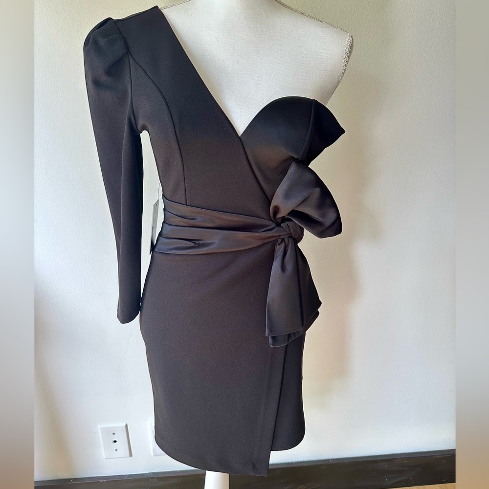 Cocktail Dress, One Shoulder with Satin Bow Detail, NWT